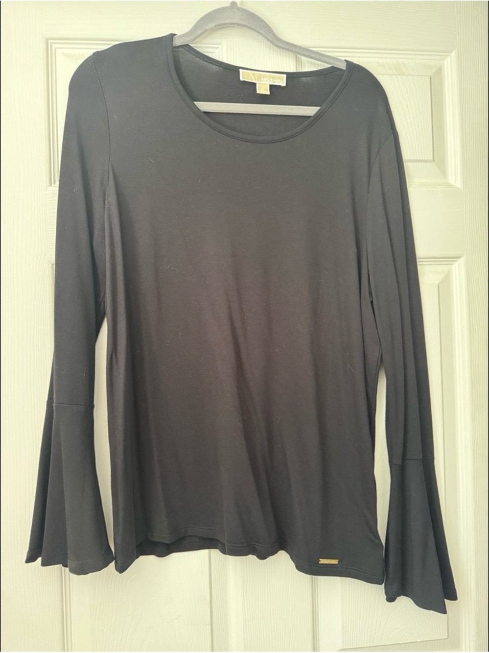 Michael Kors Black Long-Sleeve Top with Flared Cuffs